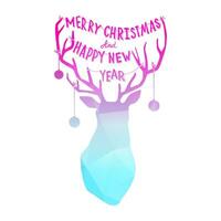 a deer head with a happy new year text vector