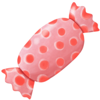 a pink candy with polka dots on it png