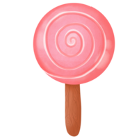 pink lollipop on a wooden stick with a transparent background png