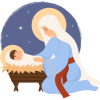 Weihnachten. Jungfrau Maria und Baby Jesus Christus im Krippe png