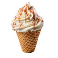 Ice cream scoop on waffle cone isolated on transparent background, created with generative AI png