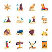 Bundle of Wild West Flat Icons c vector