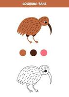 Color cute cartoon kiwi bird. Worksheet for kids. vector