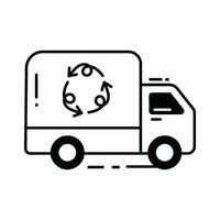 reciclaje camión garabatear icono diseño ilustración. ecología símbolo en blanco antecedentes eps 10 archivo vector