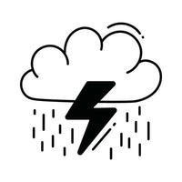 Storm rain cloud doodle Icon Design illustration. Ecology Symbol on White background EPS 10 File vector