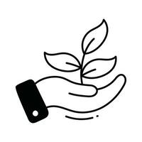 planta cuidado garabatear icono diseño ilustración. ecología símbolo en blanco antecedentes eps 10 archivo vector