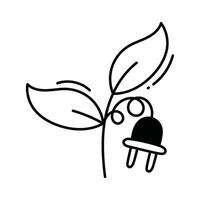 Eco plug doodle Icon Design illustration. Ecology Symbol on White background EPS 10 File vector