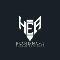 HEA letter logo. HEA creative monogram initials letter logo concept. HEA Unique modern flat abstract vector letter logo design.