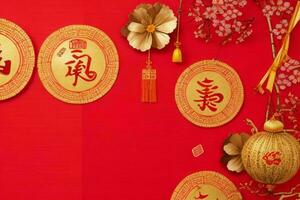 Chinese New Year background. AI Generative Pro Photo