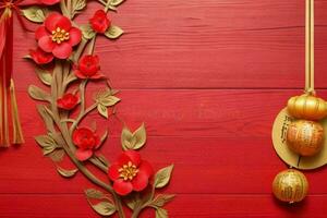 Chinese New Year background. AI Generative Pro Photo