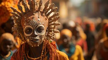 Unidentified people in traditional costume at Josphet Cultural Boma, Samburu, Kenya. photo