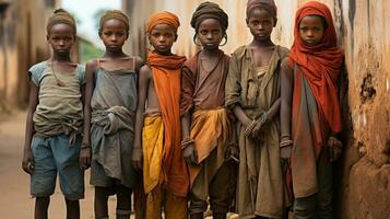 Unidentified Masai girls in the Masai village in Africa. photo