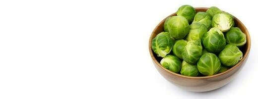 Bowl fresh brussels sprouts banner. Generate Ai photo