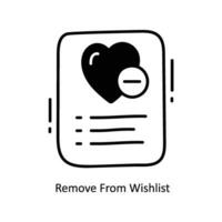 Remove From Wishlist doodle Icon Design illustration. Ecommerce and shopping Symbol on White background EPS 10 File vector