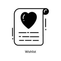 Wish list doodle Icon Design illustration. Ecommerce and shopping Symbol on White background EPS 10 File vector