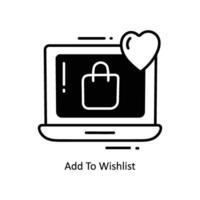 Add To Wishlist doodle Icon Design illustration. Ecommerce and shopping Symbol on White background EPS 10 File vector