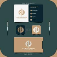 AW business card letter logo. AW creative monogram initials letter logo concept. AW Unique modern flat abstract vector letter logo design.