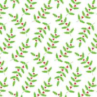 holly christmas vect leaves berries fruits pattern vector