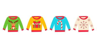 sweaters christmas vector style heat elements set