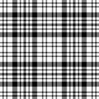 Plaid seamless pattern in black white. Check fabric texture. Vector textile print.