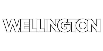 Wellington in the New Zealand emblem. The design features a geometric style, vector illustration with bold typography in a modern font. The graphic slogan lettering.