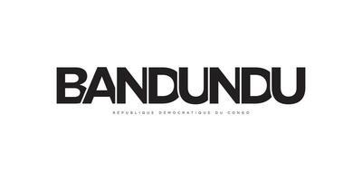 Bandundu in the Congo emblem. The design features a geometric style, vector illustration with bold typography in a modern font. The graphic slogan lettering.