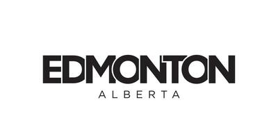 Edmonton in the Canada emblem. The design features a geometric style, vector illustration with bold typography in a modern font. The graphic slogan lettering.