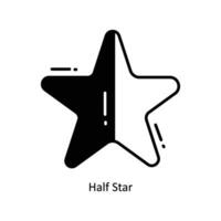 Half Star doodle Icon Design illustration. Ecommerce and shopping Symbol on White background EPS 10 File vector