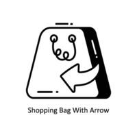 compras bolso con flecha garabatear icono diseño ilustración. comercio electrónico y compras símbolo en blanco antecedentes eps 10 archivo vector