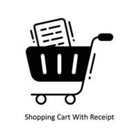 Shopping Cart With Receipt doodle Icon Design illustration. Ecommerce and shopping Symbol on White background EPS 10 File vector