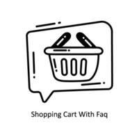 Shopping Cart With Faq doodle Icon Design illustration. Ecommerce and shopping Symbol on White background EPS 10 File vector