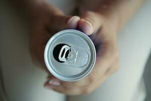 slow motion of opening a soft drinks can . photo