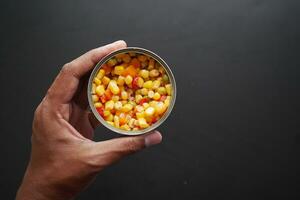 canned sweet corn close up . photo