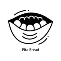 Pita Bread doodle Icon Design illustration. Food and Drinks Symbol on White background EPS 10 File vector