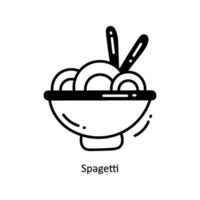 spaghetti doodle Icon Design illustration. Food and Drinks Symbol on White background EPS 10 File vector