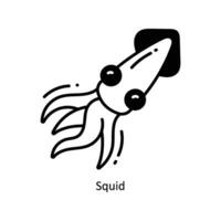 Squid doodle Icon Design illustration. Food and Drinks Symbol on White background EPS 10 File vector