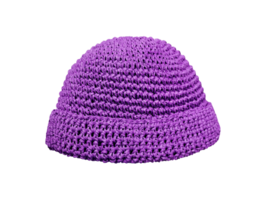 Dark purple knitted hat isolated PNG transparent