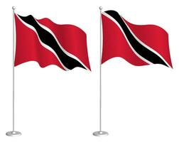 flag of Trinidad and Tobago on flagpole waving in wind. Holiday design element. Checkpoint for map symbols. Isolated vector on white background