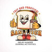 Sandwich character holding a coffee cup. Suitable for logos, mascots, t-shirts, stickers, and posters vector