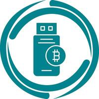 icono de vector de dispositivo usb bitcoin