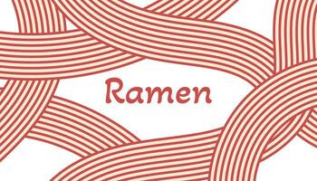 Hand drawn Asian noodle ramen background. Red bold color Japanese, Chinese abstract waves texture. Italian spaghetti, macaroni pasta backdrop vector