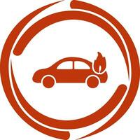 coche único en icono de vector de fuego