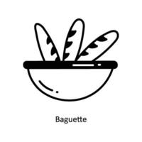 Baguette doodle Icon Design illustration. Food and Drinks Symbol on White background EPS 10 File vector