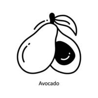 Avocado doodle Icon Design illustration. Food and Drinks Symbol on White background EPS 10 File vector