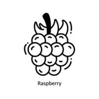 Raspberry doodle Icon Design illustration. Food and Drinks Symbol on White background EPS 10 File vector