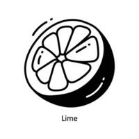 Lime doodle Icon Design illustration. Food and Drinks Symbol on White background EPS 10 File vector