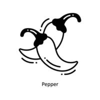 Pepper doodle Icon Design illustration. Food and Drinks Symbol on White background EPS 10 File vector