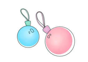 ClipArt vattenfärg jul blå och rosa isolerat på transparent bakgrund. Skära ut av ny år dekorationer på jul träd. element för hälsning kort, inbjudningar, scrapbooking png