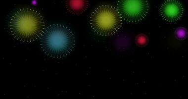 Holiday celebration multicolored fireworks on dark background. for 4th of July, New Year, Diwali, Christmas, Festival Celebration. video