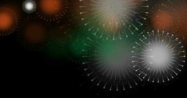 Beautiful fireworks in Indian national flag colors on black background. for Happy Independence Day, Happy Republic Day, Motion Animation. video